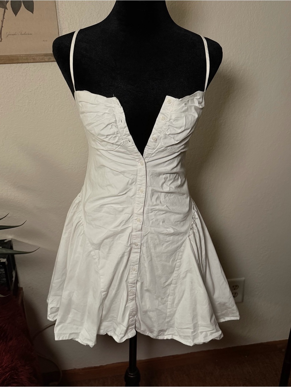 White Button Front Mini Dress